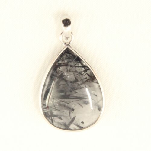 Beautiful Black Rutilated Quartz Hand-Crafted .925 Sterling Silver Pendant TPJ - Picture 1 of 17