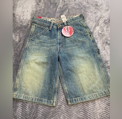 New Levi s Jean Shorts 14 Boys Denim Painter Carpenter Distressed Y2K 2005