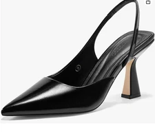 Coutgo Womens Slingback Stiletto High Heel Closed Pointed Toe Sz 9 Black Pumps