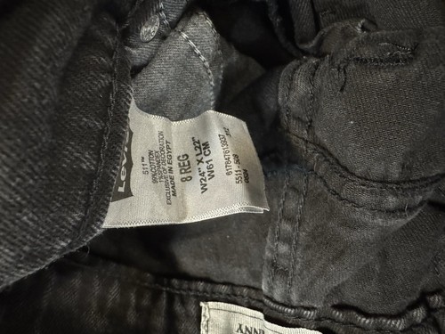 Boys Levis 511 Jeans Black Skinny Slim Fit Denim Pants Size 24x22 8REG - Picture 5 of 5