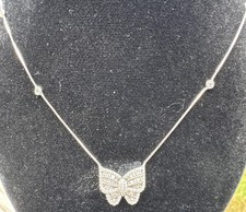   STERLING SILVER NECKLACE "FZN" 20" BAGUETTE BUTTERFLY PENDANT 925  