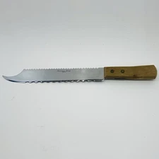 Vintage Japanese Bread Knife Stainless Steel Serrated Blade Wood Handle