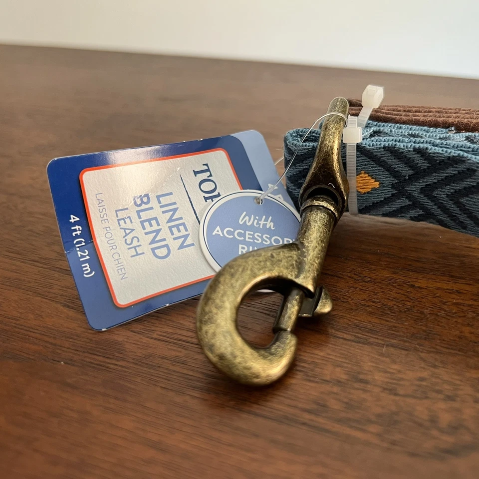 NUEVO CON ETIQUETAS Top Paw 4’ Corto Azul Naranja Boho Azteca Imitación Cuero Lino Unisex Correa para Perro Foto 3 de 3