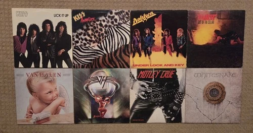 Lot of 8 Hard Rock Heavy Metal vinyl record albums Dokken KISS Van Halen RATT