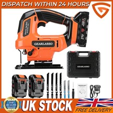 Cordless Jigsaw with 2x Battery 21V Electric Jig Saw Woodworking Tool & Charger