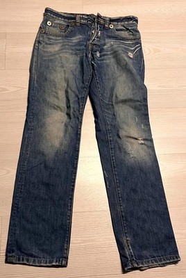Dsquared2 Jeans Herren W32 L29 Blau Denim Faded Distressed Straight Leg Button Fly