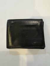 Black Leather Wallet Fossil Tri-Fold Genuine Soft Leather Mens Unisex
