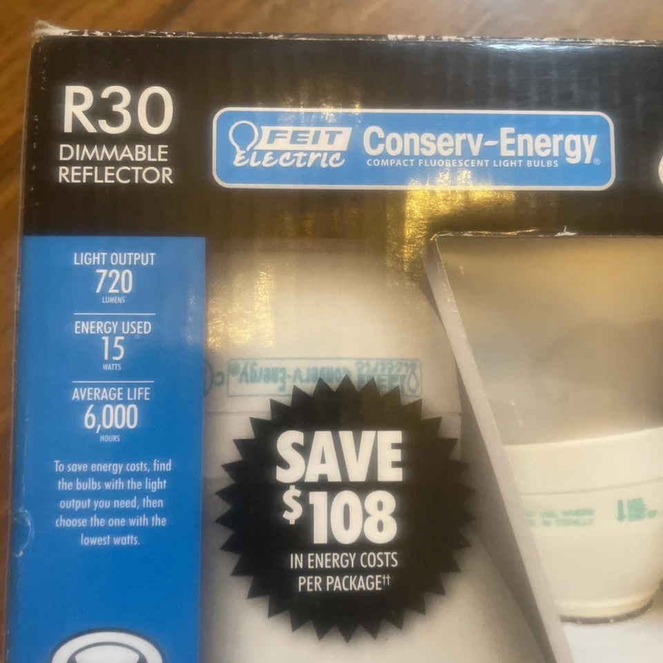 3-pk FEIT R30 Light Bulbs - Dimmable Frost Reflector Recessed Flood R30 65W - Image 2 of 4