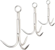 3 PCS Grappling Hook Stainless Steel 3-Claw Hook, Heavy Duty secondary, White 