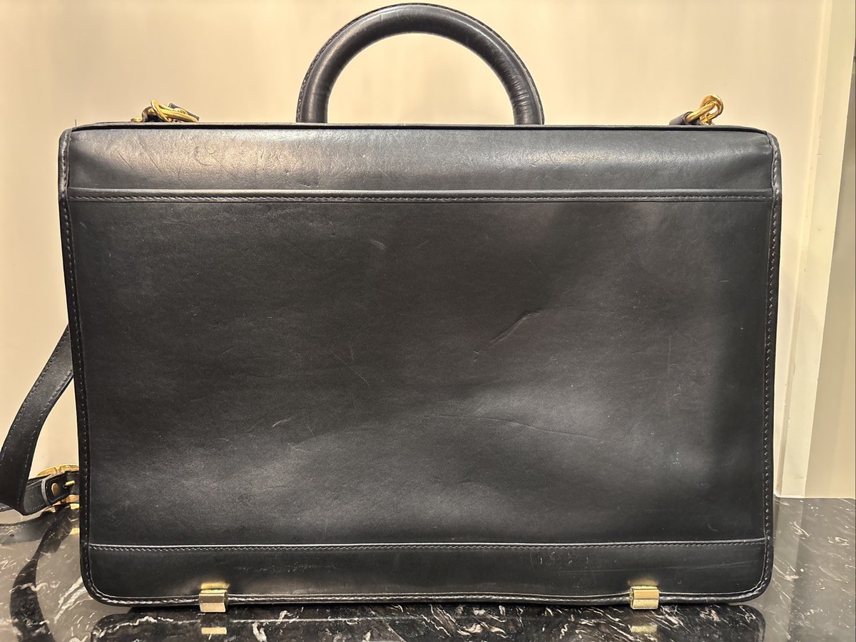 Vintage Hartmann Lombardo Black Woven Leather Gentlemen’s Briefcase Bag View 2