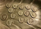 *14  Mercury Dimes 90% Silver Over 1 Troy oz ASW Fine Silver