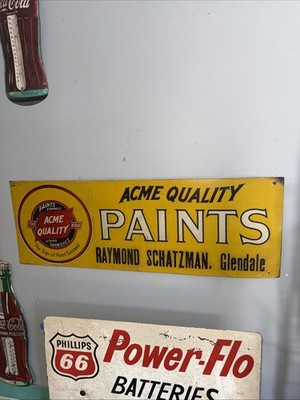 ACME QUALITY PAINT  Original Advertising TIN Litho COUNTRY STORE SIGN