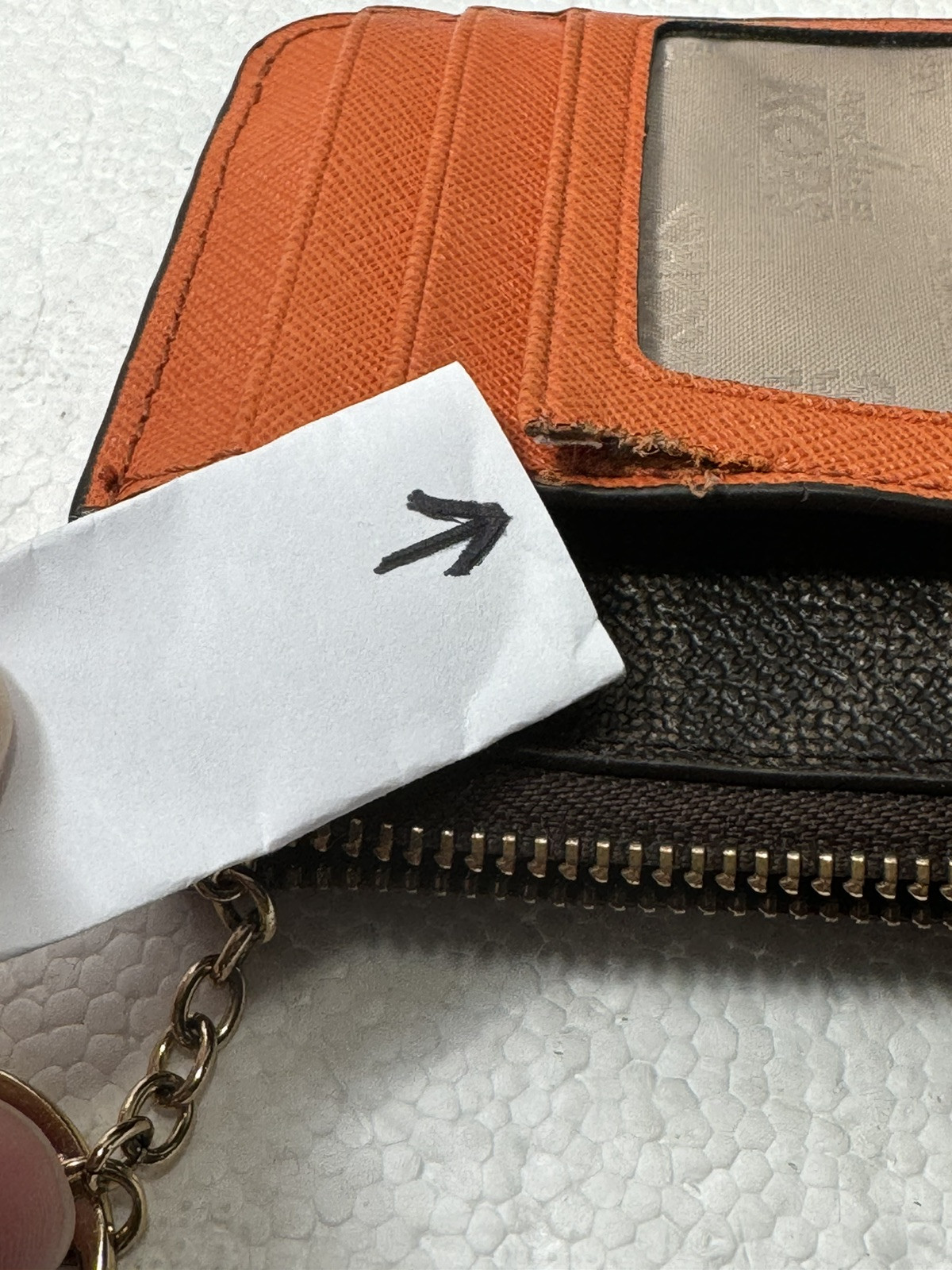 Michael Kors Small Key Chain Wallet Zip Top Leather Coin Pouch Brown/Black SEE