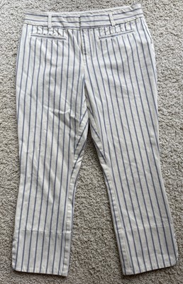 Women s Anthropologie The Essential Slim Cream Striped Pants Size 6