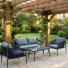 Salotto da Giardino Divano 2 Posti 2 Poltrone Grigio Scuro Phoenix VivaGarden