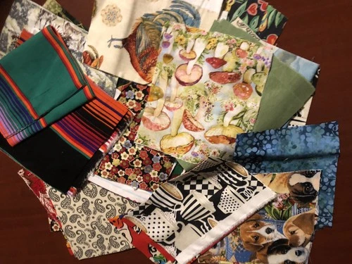 FABRIC SCRAPS PIECES QUILTING COTTON CRAFT MIXED MEDIA Random Mix 95+Pcs Apx art image 4
