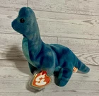 Vintage 1995 Beanie Baby Bronty The Dinosaur 3rd Gen Hang Tag 2nd Gen Tush Tag
