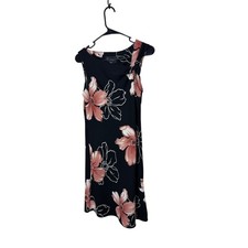 SL Fashions Petite Black Pink Floral Asymmetrical Knot Shift Dress 8P