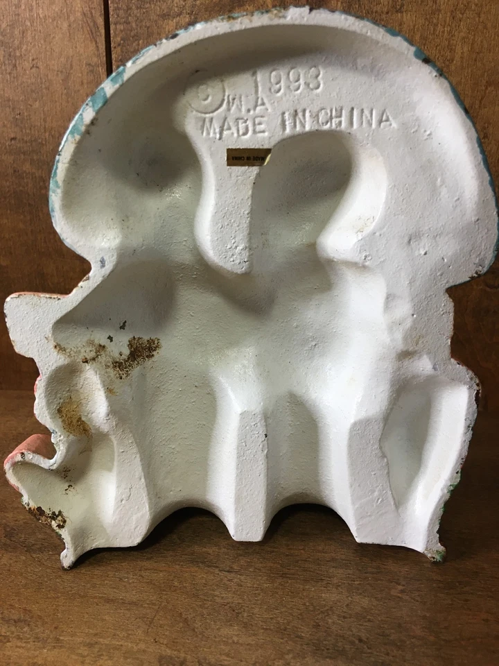 Tope de puerta vintage 1993 W.A hierro fundido niño y niña flores y paraguas 7" raro Foto 3 de 4