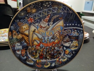 Franklin Mint Have A Howlin' Good New Year Australia Plate Bill Bell CAT LOVERS