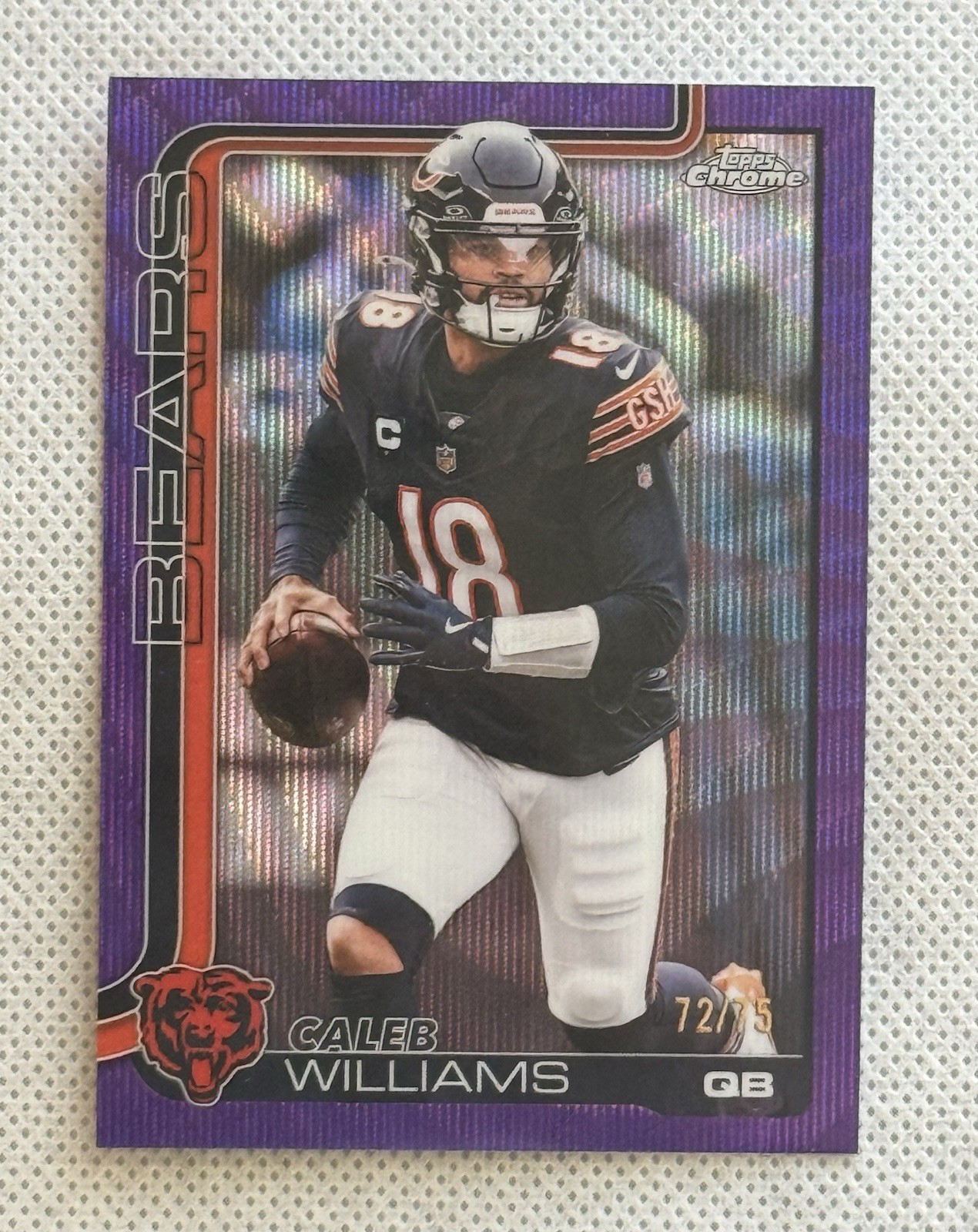 2025 Topps Chrome Caleb Williams Purple Wave /75 Refractor #52 Bears