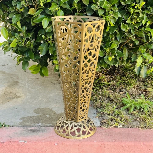 Brass Umbrella Stand Tall Brass Vase Ornate Regency Eclectic Decor Wedding