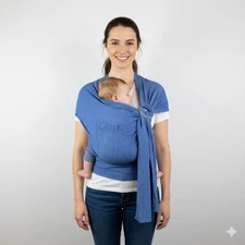 Maya Wrap Blue Cotton Ring Sling Baby Carrier Medium Made in Guatemala