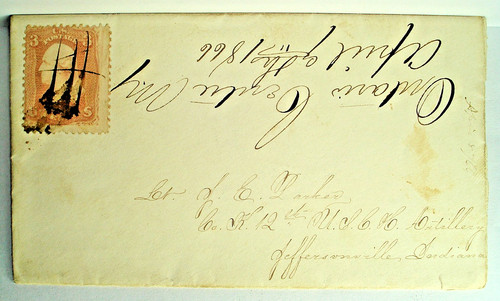 12th U.S. COLORED HEAVY ARTILLERY Cover / Letter LIEUTENANT JAMES E. PARKER