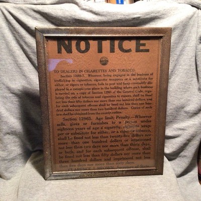 tobacco notice Cigarette and Tobacco Notice of penalties framed advertisement tobacco notice Cigarette and Tobacco Notice of penalties framed advertisement