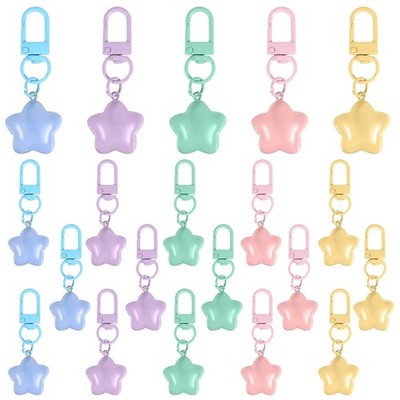 20 Pcs Star Keychain Bulk Chubby Star Key Chains for Car Keys Backpack Charms Ke