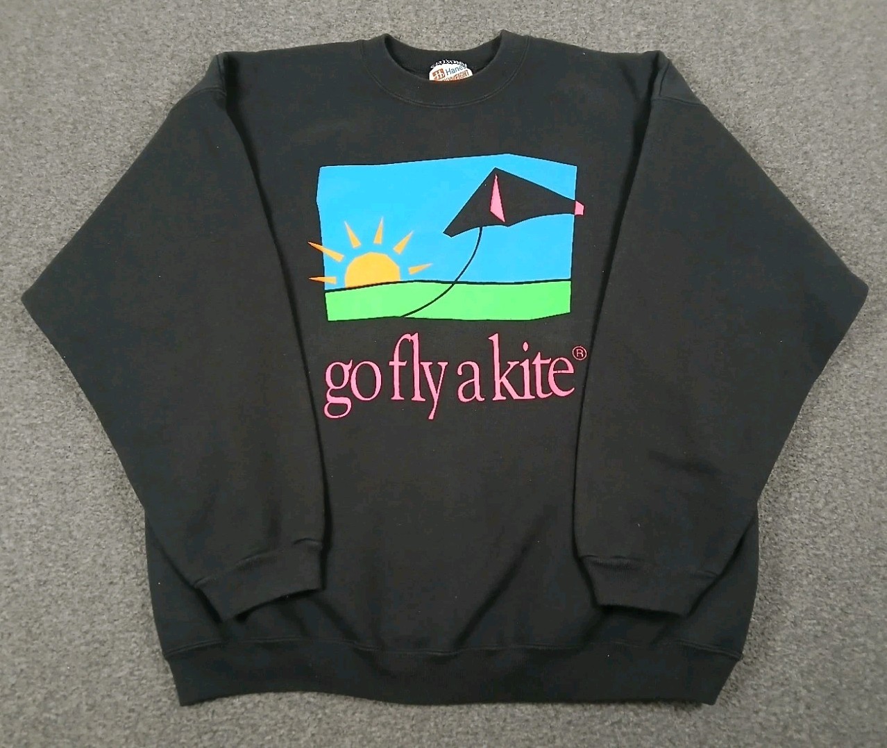 Sudadera De Colección Años 90 Go Fly A Kite Citas Humor Divertidas Cuello Redondo Para Hombres Talla XL