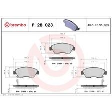 BREMBO P 28 023 Bremsbeläge Vorne für Civic City CRX Airwave Integra CR-Z Insigh
