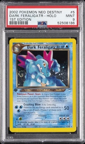 2002 POKEMON NEO DESTINY 1ST EDITION #5 DARK FERALIGATR-HOLO PSA 9