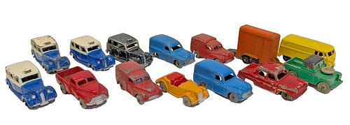 14 Vintage Dinky Dublo Small Toy Cars Retro 1960's Toy Collection Used Condition