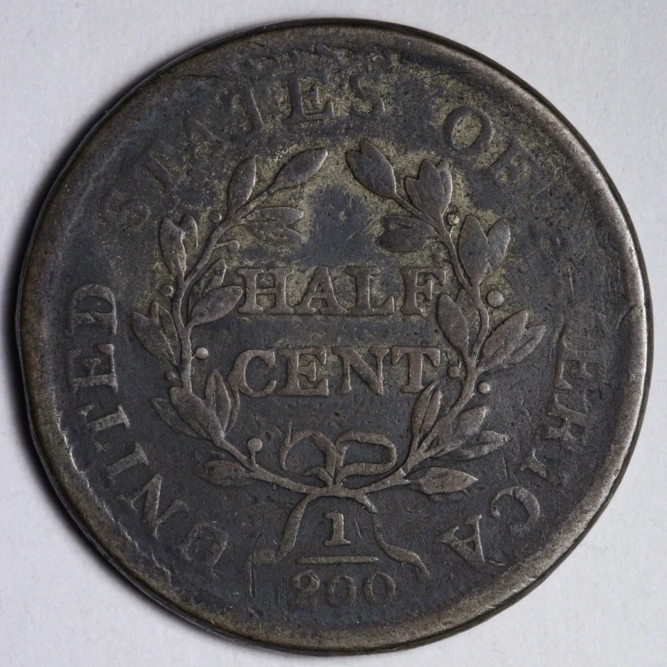 1806 SMALL 6 Draped Bust Half Cent VF E107 AGCCM - Image 2 of 2