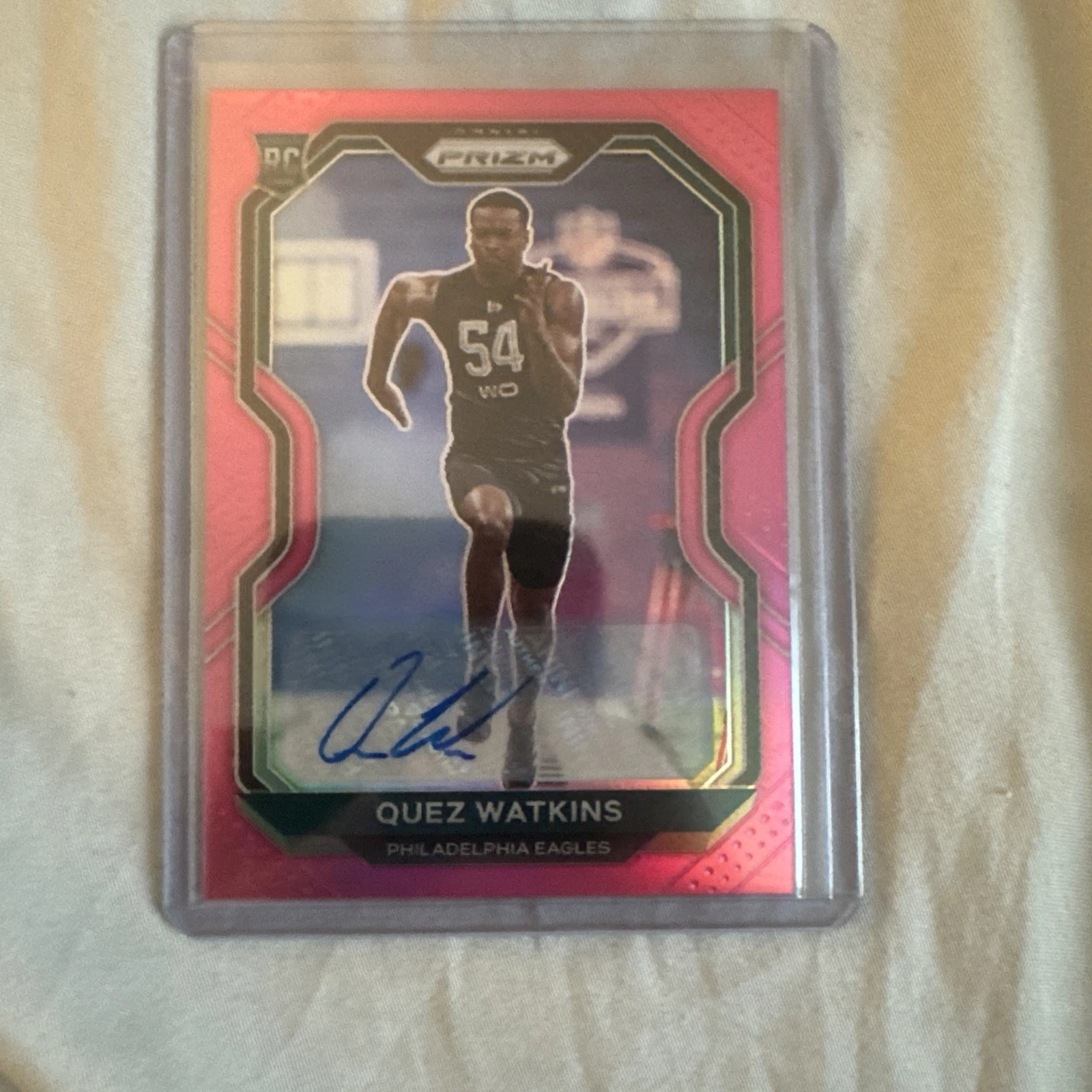 2020 Panini Prizm Rookie Pink Prizm Auto Quez Watkins #344 Rookie Auto RC