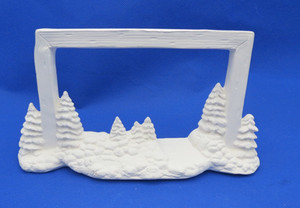 Unbranded Bisque Winter Scene w/ 7 Trees Frame Ready to Paint No Inserts