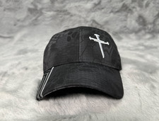 Three Nail Cross Christian Faith Hat Cap Black Gray Mens Jesus Embroidered