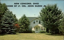 Astronaut John Glenn home ~ New Concord Ohio ~ postcard sku885