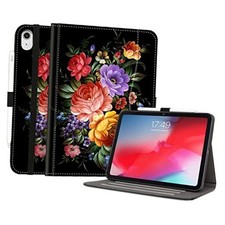 Case for iPad A16 11th Generation 11 Inch 2025, for Black Colord Flowers