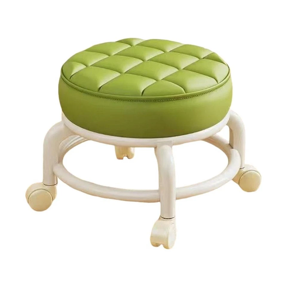 Low Roller Seats With Wheels PU Leather Rolling Stool 360 Swivel Caster Chairs - Image 3 of 4