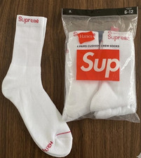 NWT - Supreme Hanes White Crew Socks 4 Pack Cushion Comfort Size 6-12 Unisex