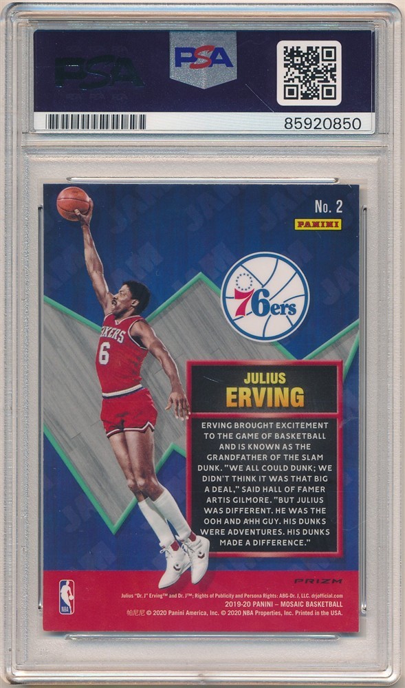 JULIUS ERVING 2019/20 MOSAIC JAM MASTERS SIGNED AUTOGRAPH PSA AUTHENTIC AUTO SP view 2