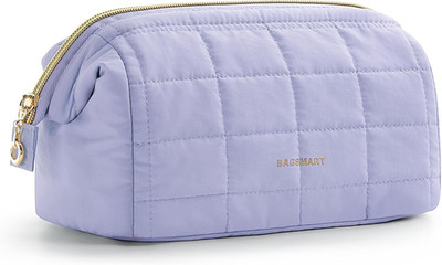 Makeup Bag Cosmetic Bag Wide Open, Purple, M, Wide-Open Travel Makeup Bag with P