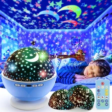 Night Light Projector,Night Light for Kids Room with Remote and Timer,360° Rotat