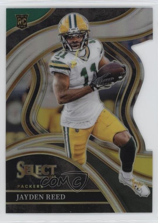 2023 Panini Select Club Level Green & Yellow Prizm Die-Cut Jayden Reed #258