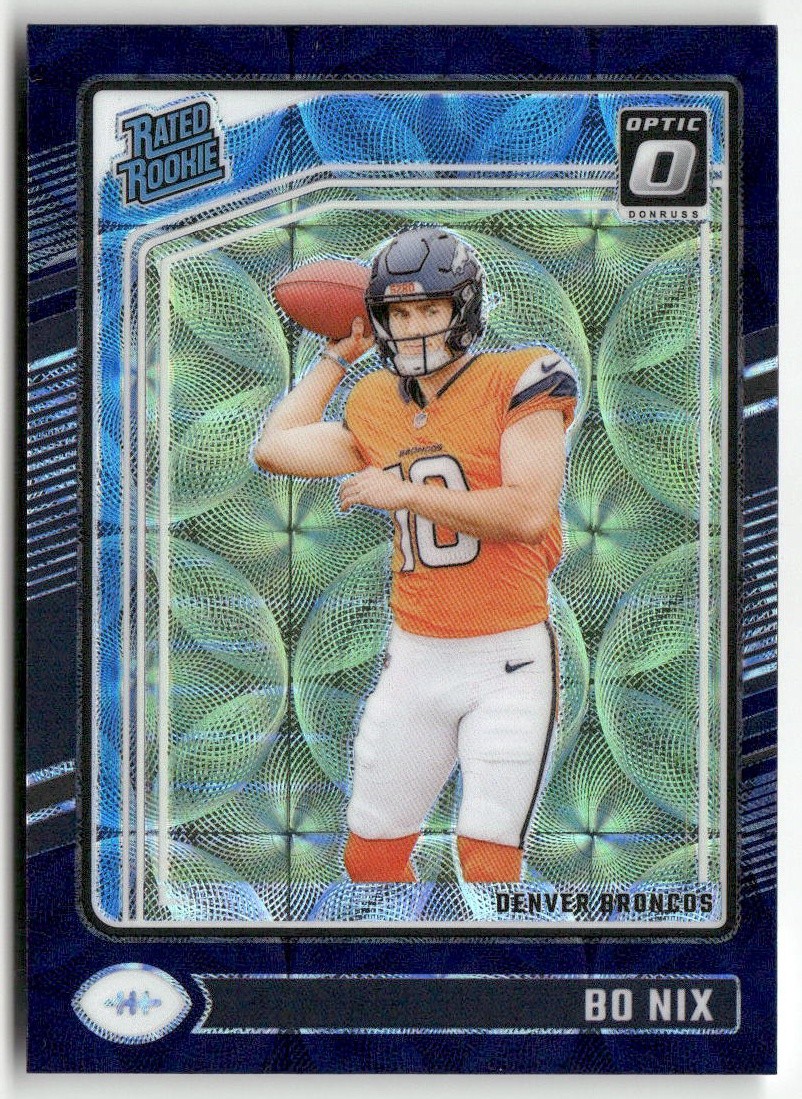 Bo Nix RC 2024 Donruss Optic Rated Rookie Blue Scope #209 Denver Broncos
