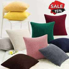 Pack of 4 Cushion Covers 18x18" Velvet Filled Cushions Square Sofa Pillows Cases