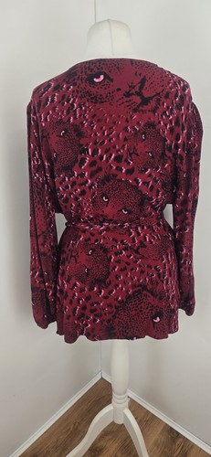 Karen Millen Women's Leopard Long Sleeve Woven Wrap Top Plus Size UK 24 - Picture 3 of 13