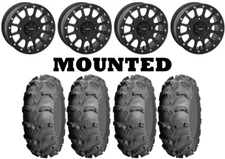 Kit 4 ITP Mud Lite XL Tires 27x10-14 on System 3 SB-5 Beadlock Matte Black 1KXP